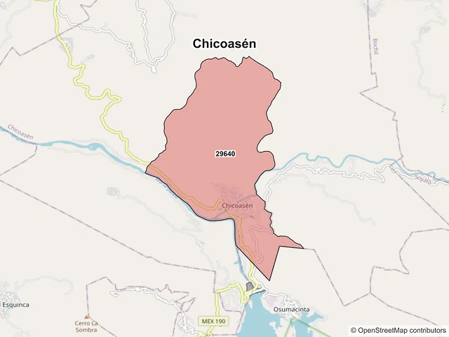 Mapa de códigos postales de Chicoasén, Chiapas