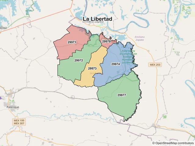Mapa de códigos postales de La Libertad, Chiapas