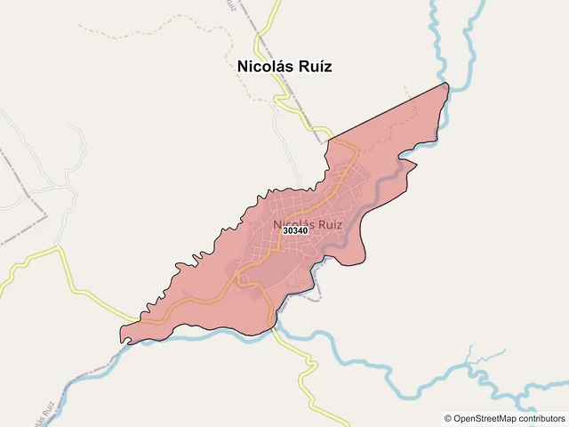 Mapa de códigos postales de Nicolás Ruíz, Chiapas