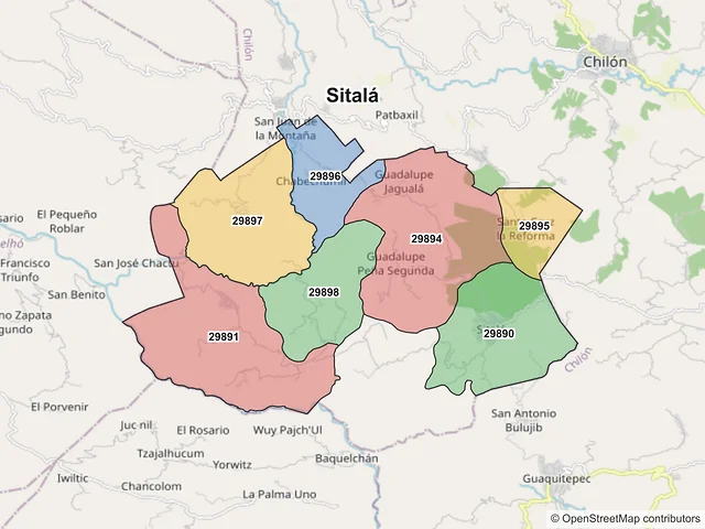 Mapa de códigos postales de Sitalá, Chiapas