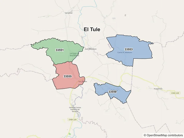 Mapa de códigos postales de El Tule, Chihuahua