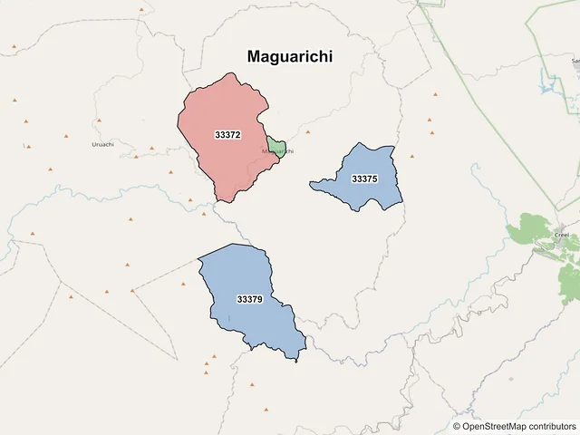 Mapa de códigos postales de Maguarichi, Chihuahua