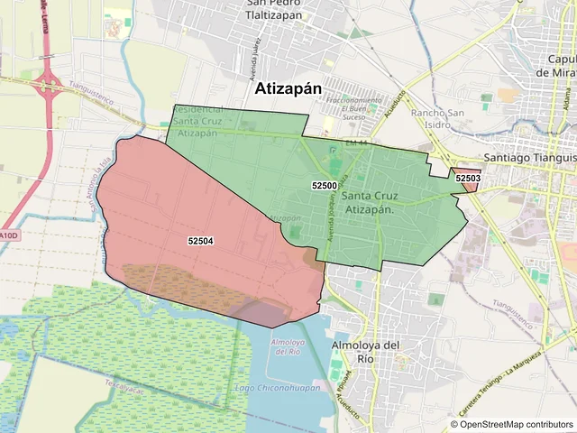 Mapa de códigos postales de Atizapán, México