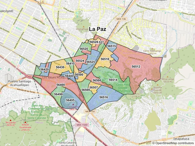 Mapa de códigos postales de La Paz, México
