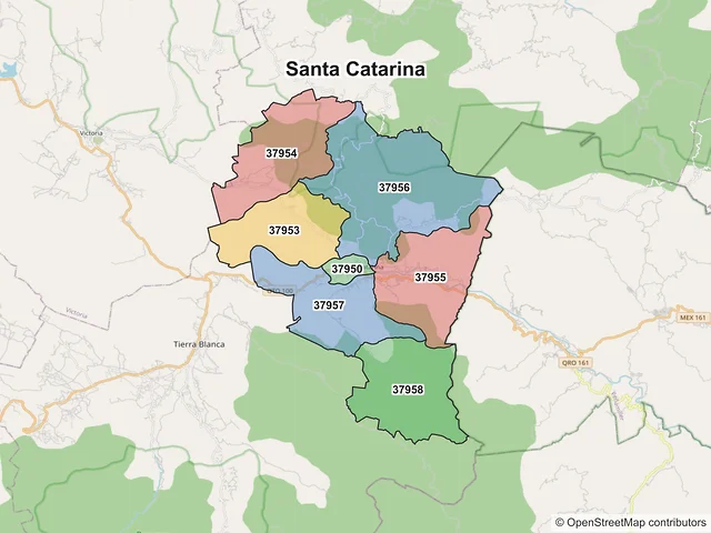 Mapa de códigos postales de Santa Catarina, Guanajuato