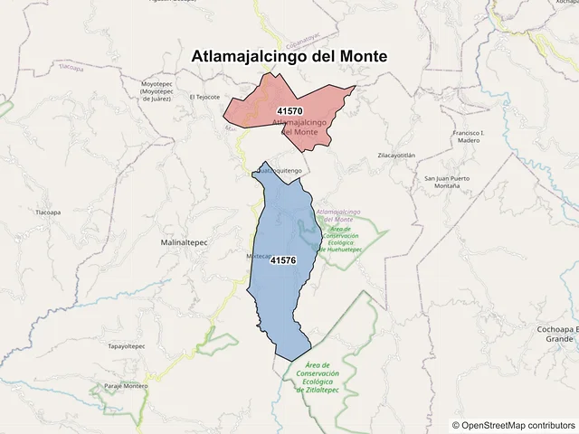 Mapa de códigos postales de Atlamajalcingo del Monte, Guerrero