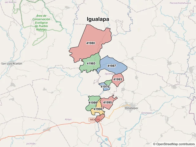 Mapa de códigos postales de Igualapa, Guerrero