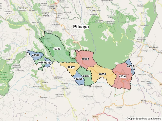 Mapa de códigos postales de Pilcaya, Guerrero