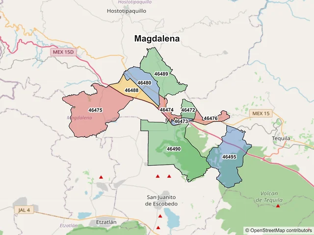 Mapa de códigos postales de Magdalena, Jalisco