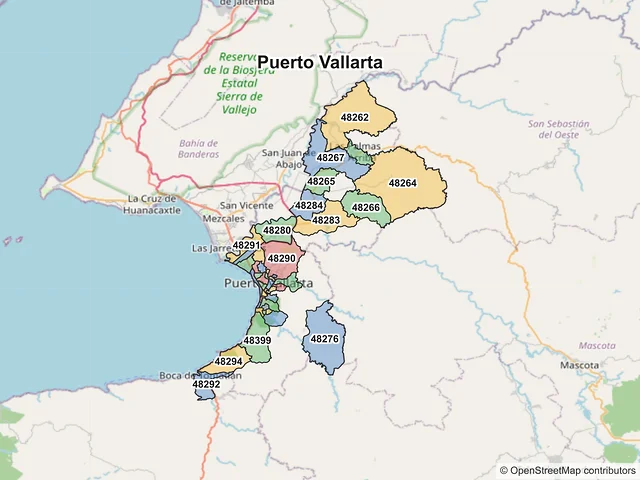 Mapa de códigos postales de Puerto Vallarta, Jalisco