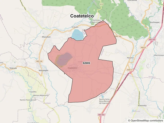Mapa de códigos postales de Coatetelco, Morelos