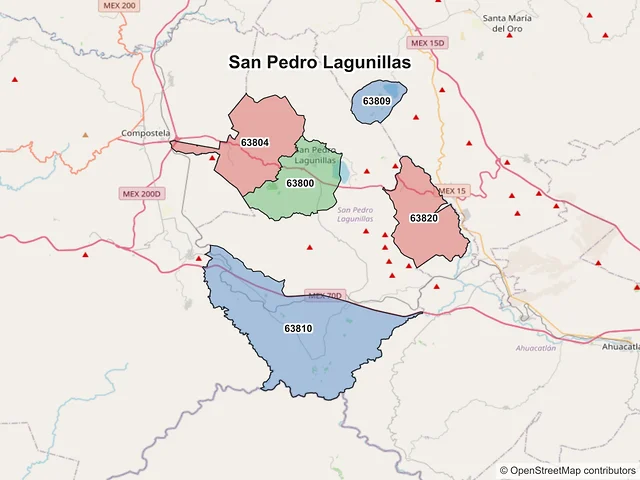 Mapa de códigos postales de San Pedro Lagunillas, Nayarit