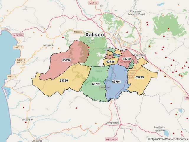 Mapa de códigos postales de Xalisco, Nayarit