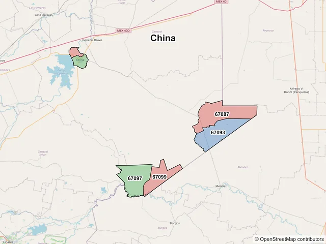 Mapa de códigos postales de China, Nuevo León