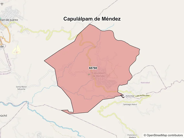 Mapa de códigos postales de Capulálpam de Méndez, Oaxaca