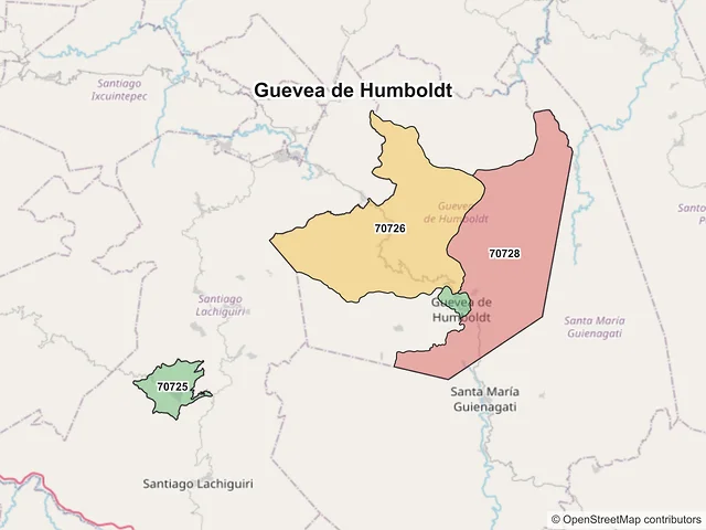 Mapa de códigos postales de Guevea de Humboldt, Oaxaca