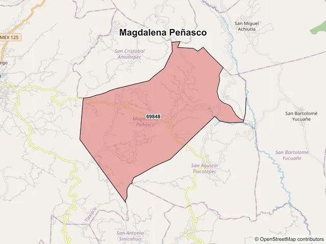 Mapa de códigos postales de Magdalena Peñasco, Oaxaca