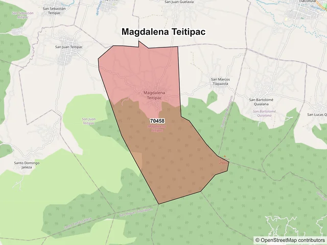 Mapa de códigos postales de Magdalena Teitipac, Oaxaca