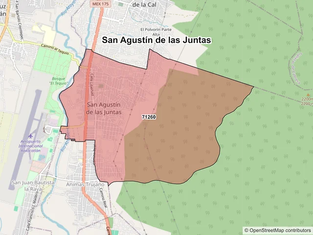 Mapa de códigos postales de San Agustín de las Juntas, Oaxaca