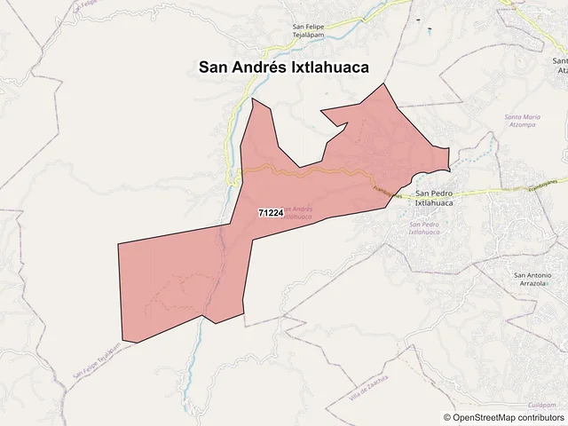 Mapa de códigos postales de San Andrés Ixtlahuaca, Oaxaca