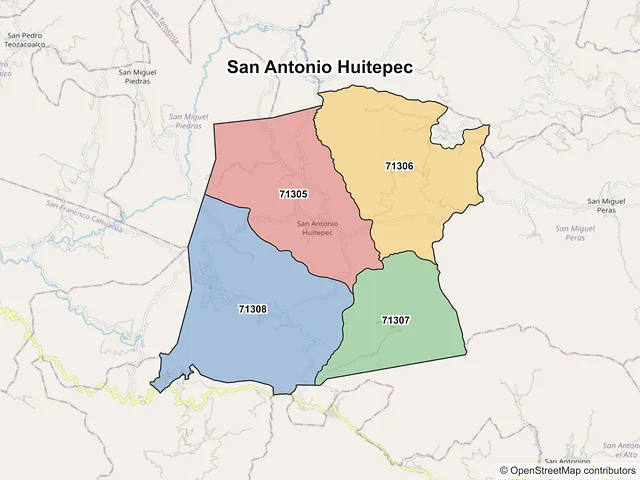 Mapa de códigos postales de San Antonio Huitepec, Oaxaca