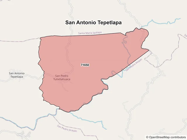 Mapa de códigos postales de San Antonio Tepetlapa, Oaxaca