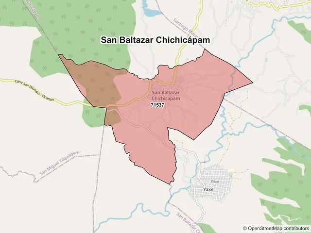 Mapa de códigos postales de San Baltazar Chichicápam, Oaxaca