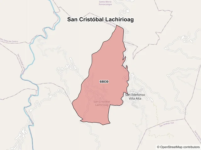 Mapa de códigos postales de San Cristóbal Lachirioag, Oaxaca