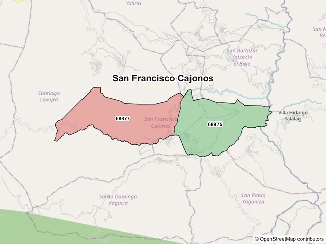 Mapa de códigos postales de San Francisco Cajonos, Oaxaca