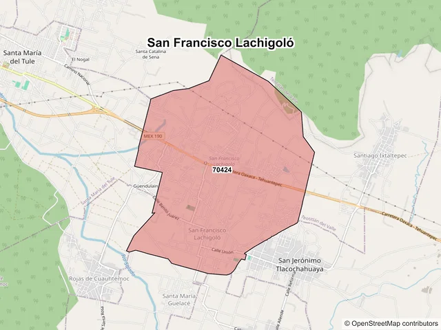 Mapa de códigos postales de San Francisco Lachigoló, Oaxaca