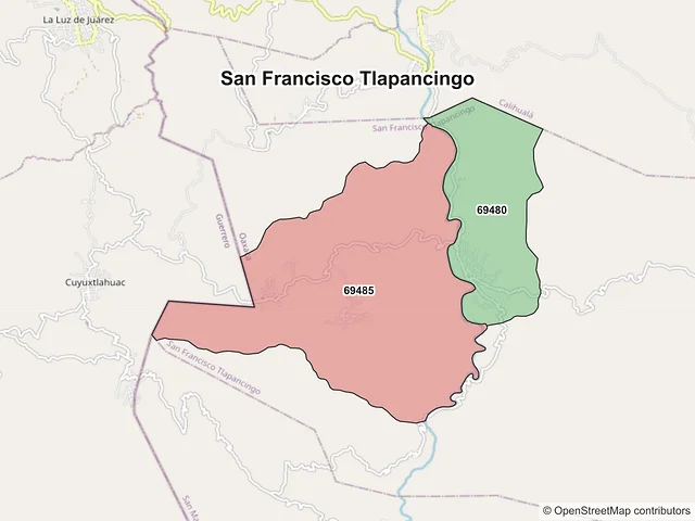 Mapa de códigos postales de San Francisco Tlapancingo, Oaxaca