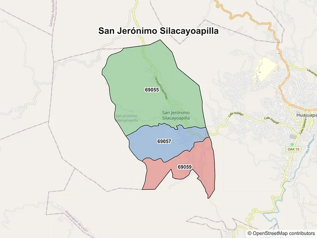 Mapa de códigos postales de San Jerónimo Silacayoapilla, Oaxaca