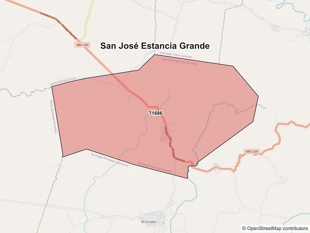 Mapa de códigos postales de San José Estancia Grande, Oaxaca