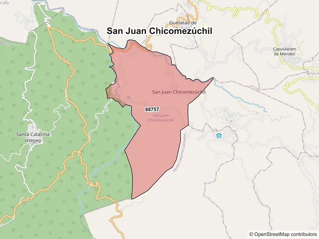Mapa de códigos postales de San Juan Chicomezúchil, Oaxaca