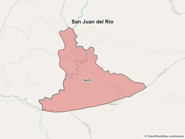 Mapa de códigos postales de San Juan del Río, Oaxaca
