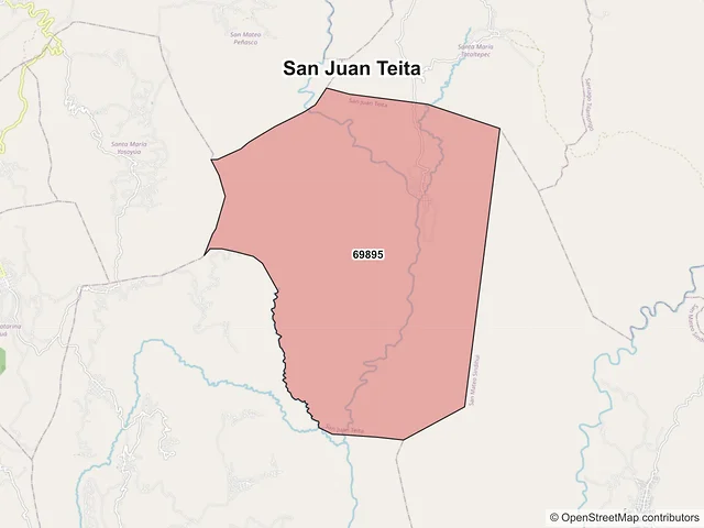 Mapa de códigos postales de San Juan Teita, Oaxaca