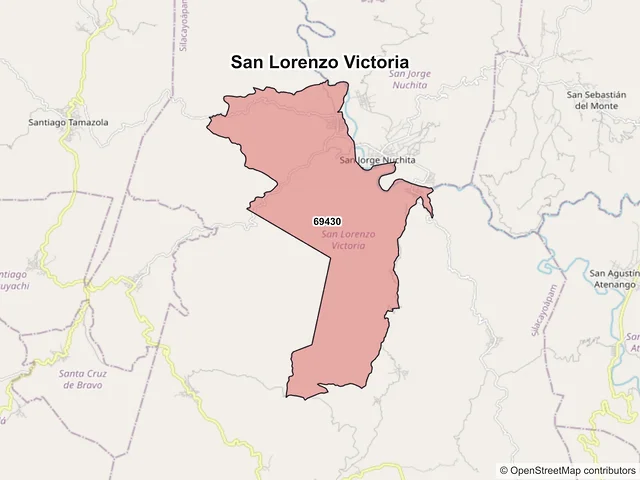 Mapa de códigos postales de San Lorenzo Victoria, Oaxaca
