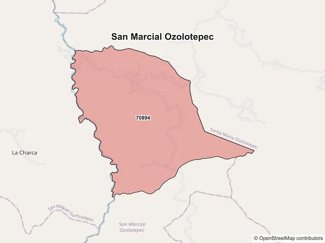Mapa de códigos postales de San Marcial Ozolotepec, Oaxaca