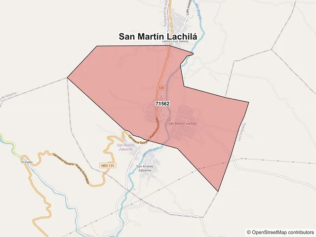 Mapa de códigos postales de San Martín Lachilá, Oaxaca