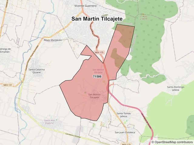 Mapa de códigos postales de San Martín Tilcajete, Oaxaca