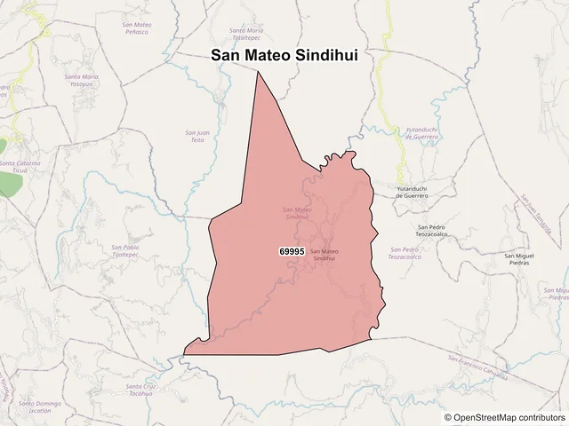 Mapa de códigos postales de San Mateo Sindihui, Oaxaca