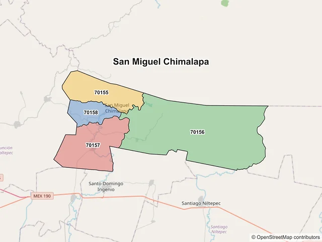 Mapa de códigos postales de San Miguel Chimalapa, Oaxaca