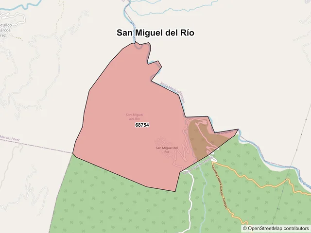 Mapa de códigos postales de San Miguel del Río, Oaxaca