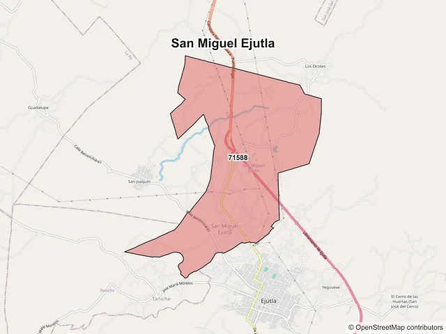 Mapa de códigos postales de San Miguel Ejutla, Oaxaca