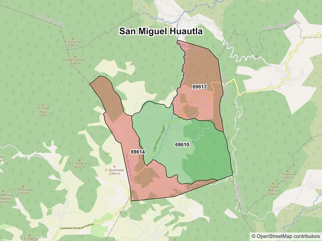 Mapa de códigos postales de San Miguel Huautla, Oaxaca