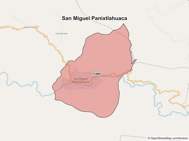 Mapa de códigos postales de San Miguel Panixtlahuaca, Oaxaca