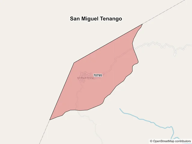 Mapa de códigos postales de San Miguel Tenango, Oaxaca