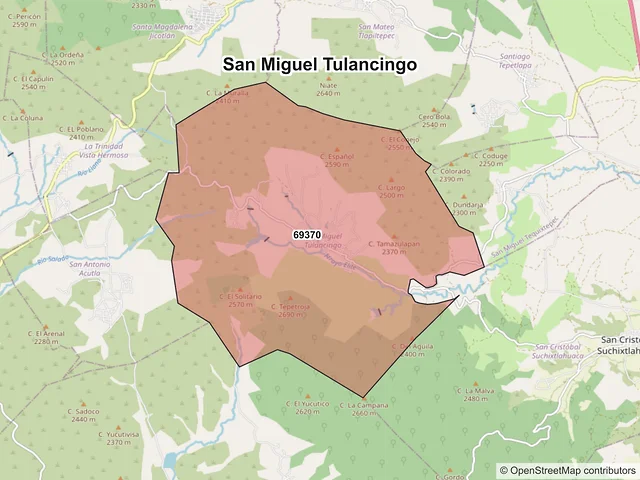 Mapa de códigos postales de San Miguel Tulancingo, Oaxaca