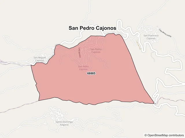 Mapa de códigos postales de San Pedro Cajonos, Oaxaca