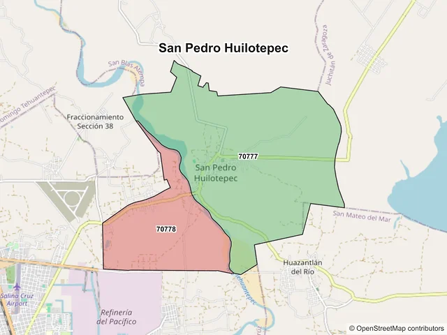 Mapa de códigos postales de San Pedro Huilotepec, Oaxaca